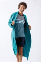 Hajo badstof heren badjas turquoise - thumbnail