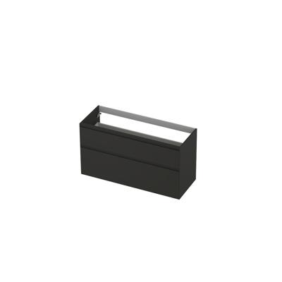 INK - Onderkast 2 Laden Greeploos Gelakt 45gr A-symmetrisch - 1200x450x650 Mm - Mat Antraciet