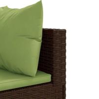 5-delige Loungeset met kussens poly rattan bruin - thumbnail