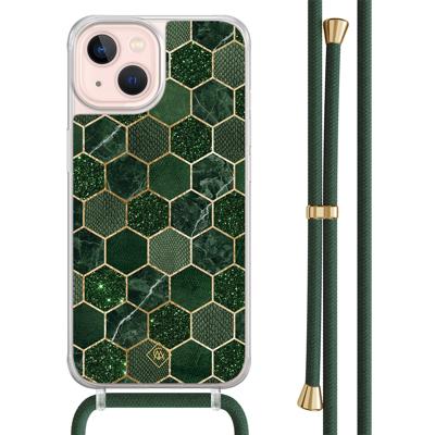 iPhone 13 hoesje met groen koord - Kubus groen