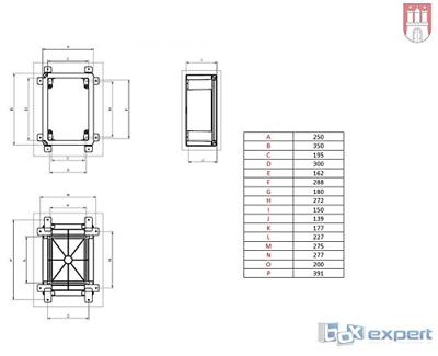 Boxexpert BXPPABSG250350150-F01 Schakelkast 250 x 350 x 150 ABS Lichtgrijs 1 stuk(s)