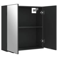 Badkamerkast met spiegel 64x20x67 cm bewerkt hout zwart - thumbnail