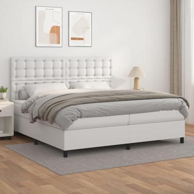 Boxspring met matras kunstleer wit 200x200 cm
