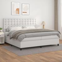 Boxspring met matras kunstleer wit 200x200 cm - thumbnail