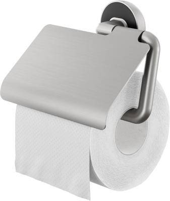 Tiger Cooper Toiletrolhouder - met klep - geborsteld RVS/zwart 800224