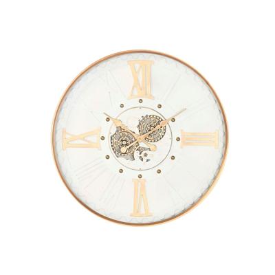 Muurklok Home ESPRIT Wit Gouden Metaal Kristal Stads 80 x 8 x 80 cm
