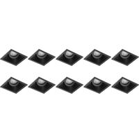 Spot Armatuur 10 Pack - Pragmi Zano Pro - GU10 Inbouwspot - Vierkant - Zwart - Aluminium - Kantelbaar - 93mm - thumbnail