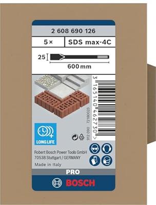 Bosch Accessoires Platte beitel SDS-max 600 x 25 mm 5st - 2608690126 - thumbnail