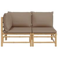 2-delige Loungeset met kussens bamboe taupe - thumbnail