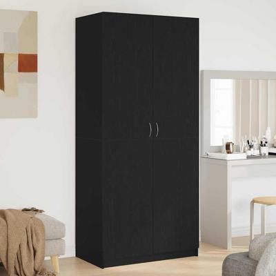 Kledingkast met opslag Zwart 90 x 52 x 200 cm Bewerkt hout