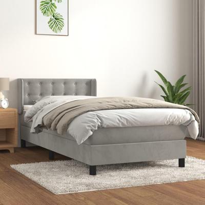 Boxspring met matras fluweel lichtgrijs 90x190 cm