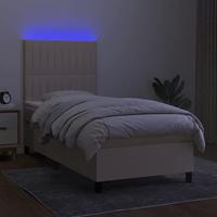 Boxspring met matras en LED stof crèmekleurig 100x200 cm - thumbnail