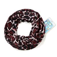Multifunctionele mode zip Pocket design sjaal (Leopard zwart rood) - thumbnail