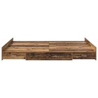Opbergbedframe met lade Oud hout 140 x 190 cm Bewerkt hout - thumbnail