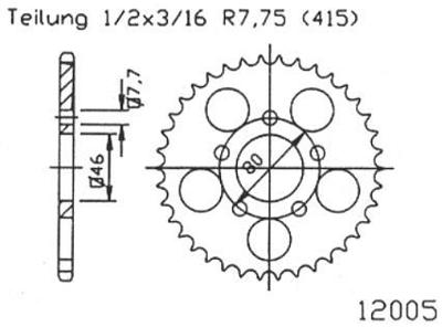 ESJOT Chain wheel 415 44z steel black
