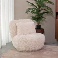 LABEL51 Draaifauteuil 'Doodle' Fluffy stof, kleur Crème - thumbnail