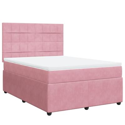 Boxspring met matras fluweel roze 160x200 cm