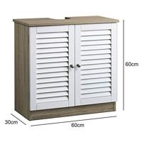 Wastafelonderkast in bruin-wit - thumbnail