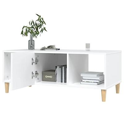 Salontafel 102x50x40 cm bewerkt hout wit Salontafel 102x50x40 cm bewerkt hout wit