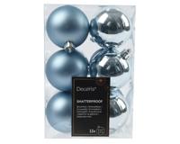 12 onbreekbare kerstballen blue ice 6 cm - thumbnail