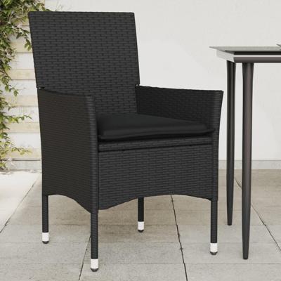 Tuinstoelen 2 st met kussens poly rattan zwart Tuinstoelen 2 st met kussens poly rattan zwart