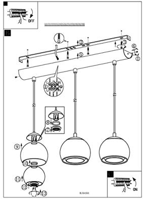 Eglo HanglampRocamar 3-lichts koperbruin - 94591