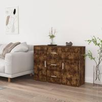 Dressoir 91x29,5x65 cm bewerkt hout gerookt eikenkleurig - thumbnail
