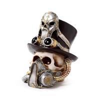 Steampunk Schedel met gasmasker & hoge hoed - thumbnail