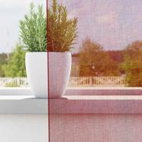 Gordijnen voile met roedezakken 2 st wijnrood - thumbnail