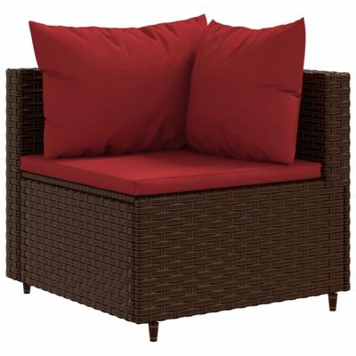 6-delige Loungeset met kussens poly rattan bruin