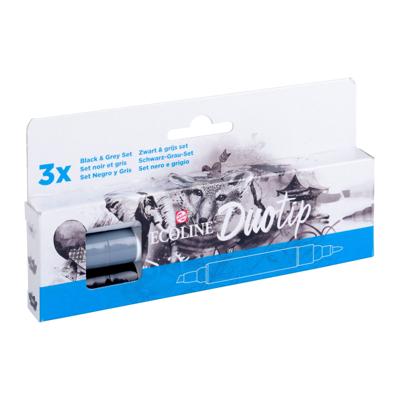 Duotip talens ecoline set 3 stuks zwart en grijs
