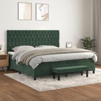 Boxspring met matras fluweel donkergroen 200x200 cm - thumbnail