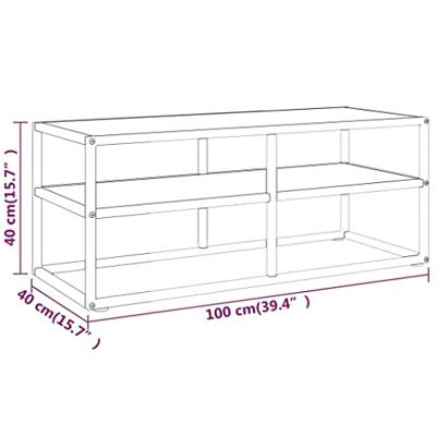 Tv-meubel met wit marmerglas 100x40x40 cm zwart