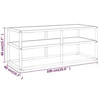 Tv-meubel met wit marmerglas 100x40x40 cm zwart - thumbnail