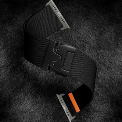 Nylon bandje met Parachute sluiting - Zwart - Geschikt voor Apple Watch 44mm / 45mm / 46mm / 49mm
