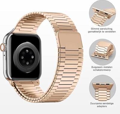 Magnetische stalen band - Zeer sterke magneet - Rosé goud - Geschikt voor Apple Watch 44mm / 45mm / 46mm / 49mm Magnetische stalen band - Zeer sterke magneet - Rosé goud - Geschikt voor Apple Watch 44mm / 45mm / 46mm / 49mm