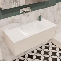 Mondiaz Lush Cloud badmeubel underlayment 100 cm 1 lade solid surface enkele spoelbak midden zonder kraangat - thumbnail