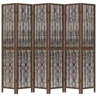 Kamerscherm met 6 panelen massief paulowniahout donkerbruin - thumbnail