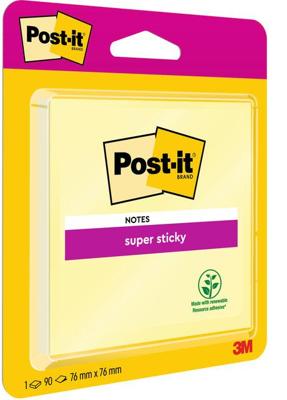 Post-it Super Sticky notes, 90 vel, ft 76 x 76 mm, geel