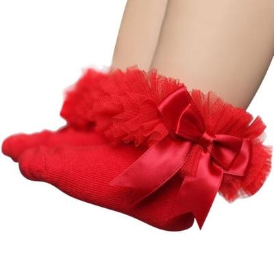 3 paar Bow Lace sokken Baby katoen Ankle sokken maat: S (rood) 3 paar Bow Lace sokken Baby katoen Ankle sokken maat: S (rood)