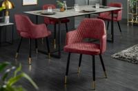 Elegante stoel PARIS rood fluweel decoratief gewatteerd voetdoppen goud retro design met armleuningen - 42291 - thumbnail