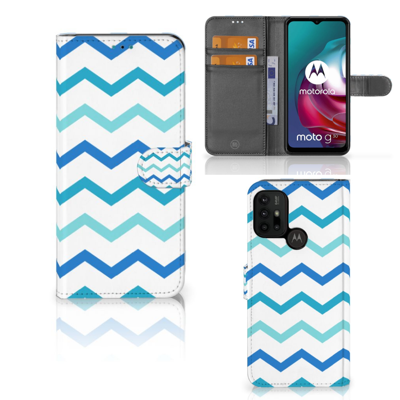 Motorola Moto G10 | G20 | G30 | Telefoon Hoesje | Zigzag Blauw