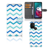 Motorola Moto G10 | G20 | G30 | Telefoon Hoesje | Zigzag Blauw - thumbnail