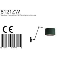 Steinhauer Wand LeeslampPrestige Chic zwart met 30cm groen velourse kap - 8121ZW - thumbnail