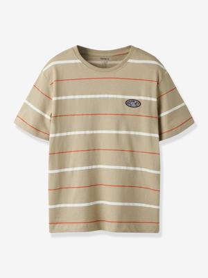 Gestreept t-shirt voor jongens met NAME IT-logo taupe