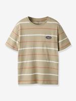 Gestreept t-shirt voor jongens met NAME IT-logo taupe - thumbnail