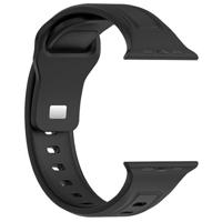 By Qubix - Square siliconen band - Zwart - Compatible met Apple Watch 38mm / 40mm / 41mm / 42mm - Compatible Apple watch bandjes - thumbnail