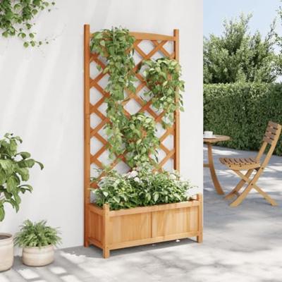 VidaXL Plantenbak met latwerk massief vurenhout bruin VidaXL Plantenbak met latwerk massief vurenhout bruin