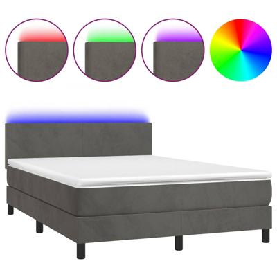 Boxspring met matras en LED fluweel donkergrijs 140x190 cm
