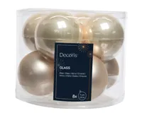 Decoris kerstballen Glas 8st parel 7cm - thumbnail